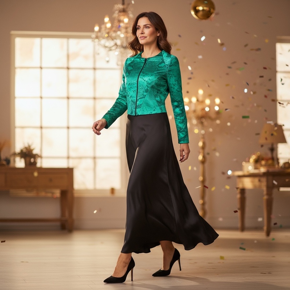 Alexis Emerald Green Patterned Jacket - image 3